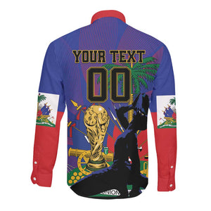 Custom Haiti World Football 2026 Long Sleeve Button Shirt Go Les Grenadiers - African Pride