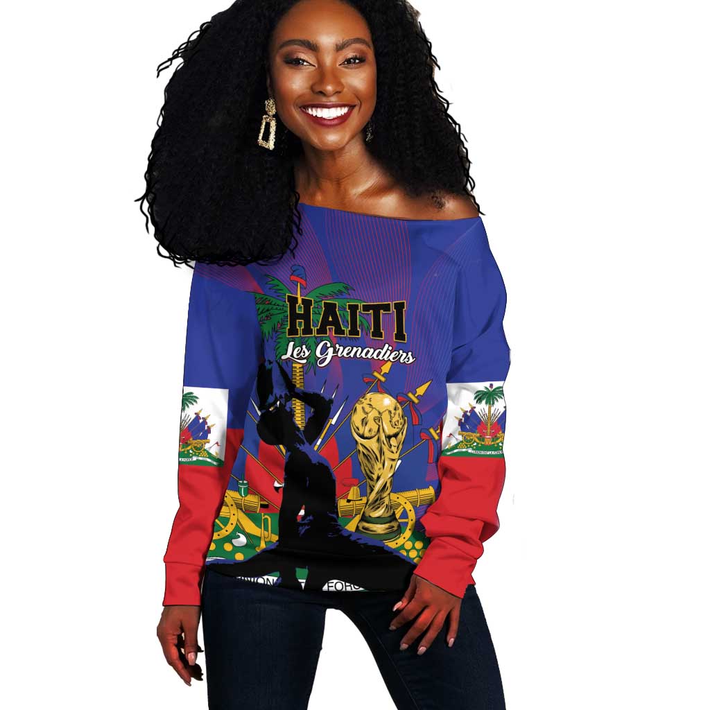 Custom Haiti World Football 2026 Off Shoulder Sweater Go Les Grenadiers - African Pride