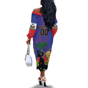 Custom Haiti World Football 2026 Off The Shoulder Long Sleeve Dress Go Les Grenadiers - African Pride