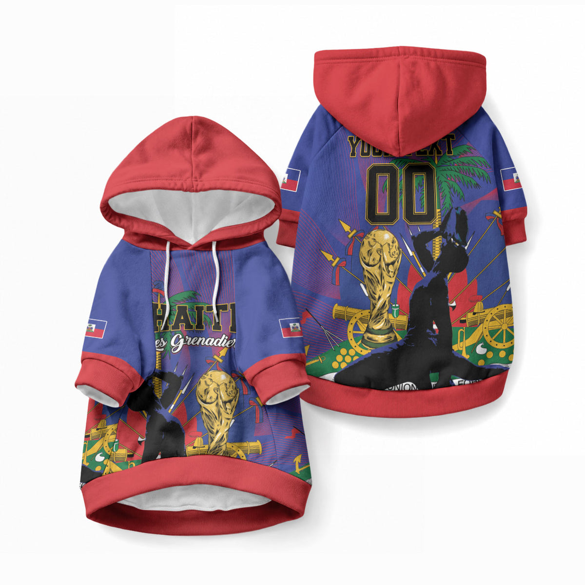 Custom Haiti World Football 2026 Pet Hoodie Go Les Grenadiers