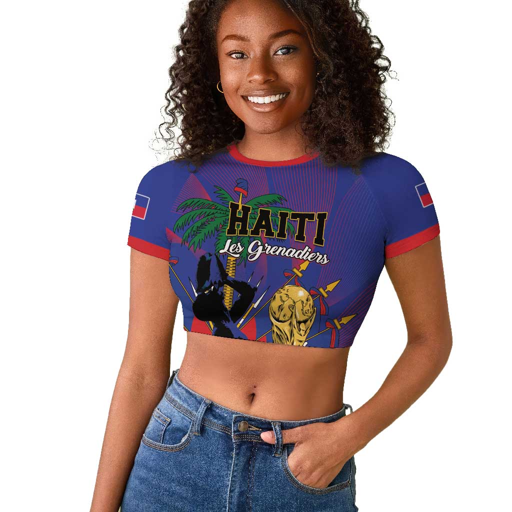Custom Haiti World Football 2026 Raglan Cropped T shirt Go Les Grenadiers LT01