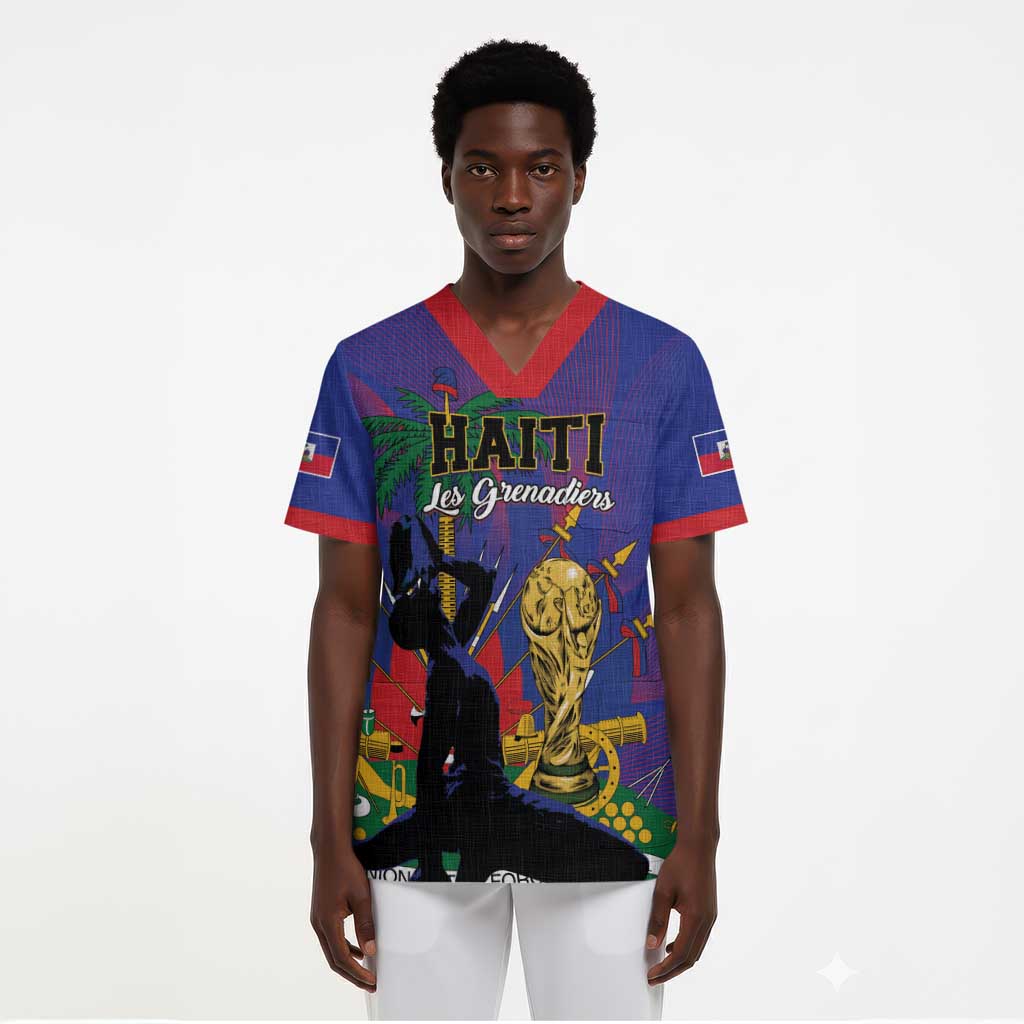Custom Haiti World Football 2026 Scrub Top Go Les Grenadiers - African Pride