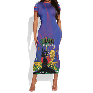 Custom Haiti World Football 2026 Short Sleeve Bodycon Dress Go Les Grenadiers LT01