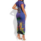 Custom Haiti World Football 2026 Short Sleeve Bodycon Dress Go Les Grenadiers LT01