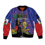Custom Haiti World Football 2026 Sleeve Zip Bomber Jacket Go Les Grenadiers - African Pride