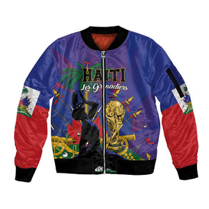 Custom Haiti World Football 2026 Sleeve Zip Bomber Jacket Go Les Grenadiers - African Pride