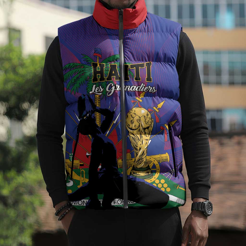Custom Haiti World Football 2026 Sleeveless Puffer Jacket Go Les Grenadiers