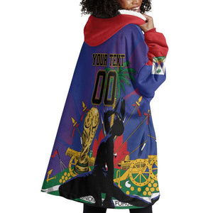 Custom Haiti World Football 2026 Wearable Blanket Hoodie Go Les Grenadiers - African Pride