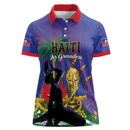 Custom Haiti World Football 2026 Women Polo Shirt Go Les Grenadiers LT01