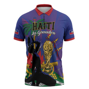 Custom Haiti World Football 2026 Zipper Polo Shirt Go Les Grenadiers