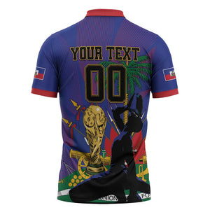 Custom Haiti World Football 2026 Zipper Polo Shirt Go Les Grenadiers
