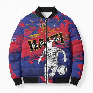 Custom Ekip Foutbol Ayiti 2026 Bomber Puffer Jacket Haiti Grenadye Alaso