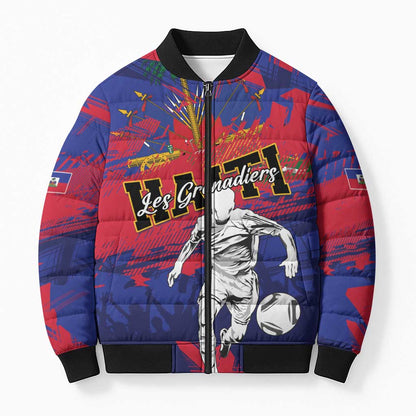 Custom Ekip Foutbol Ayiti 2026 Bomber Puffer Jacket Haiti Grenadye Alaso