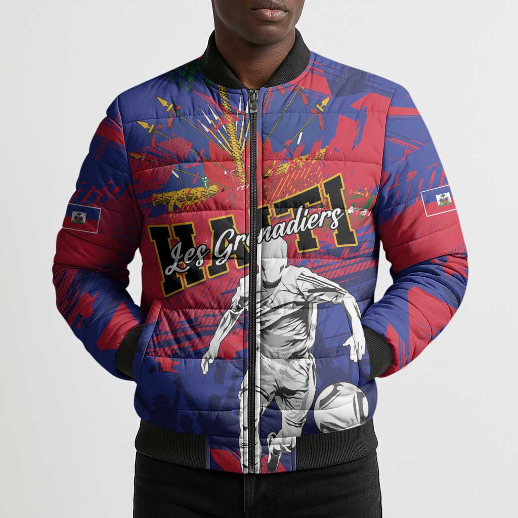 Custom Ekip Foutbol Ayiti 2026 Bomber Puffer Jacket Haiti Grenadye Alaso