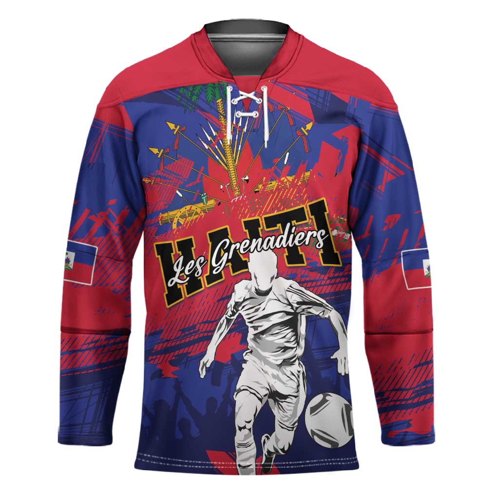 Custom Ekip Foutbol Ayiti 2026 Hockey Jersey Haiti Grenadye Alaso