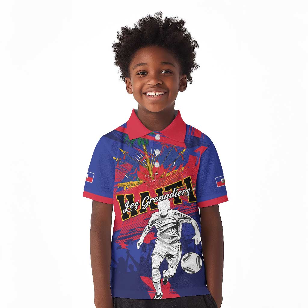 Custom Ekip Foutbol Ayiti 2026 Kid Polo Shirt Haiti Grenadye Alaso LT01