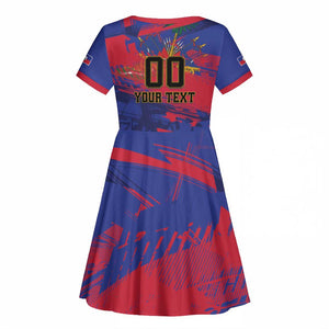 Custom Ekip Foutbol Ayiti 2026 Kid Short Sleeve Dress Haiti Grenadye Alaso LT01