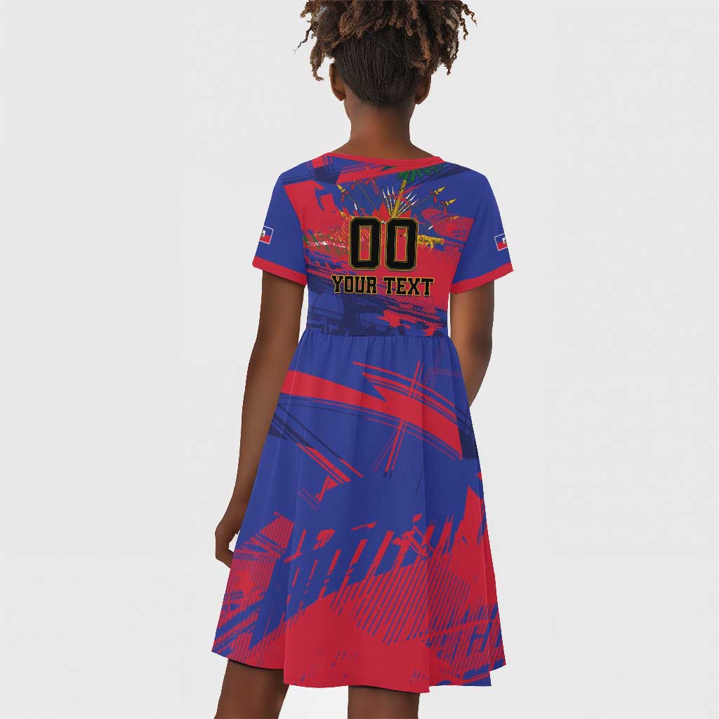 Custom Ekip Foutbol Ayiti 2026 Kid Short Sleeve Dress Haiti Grenadye Alaso LT01