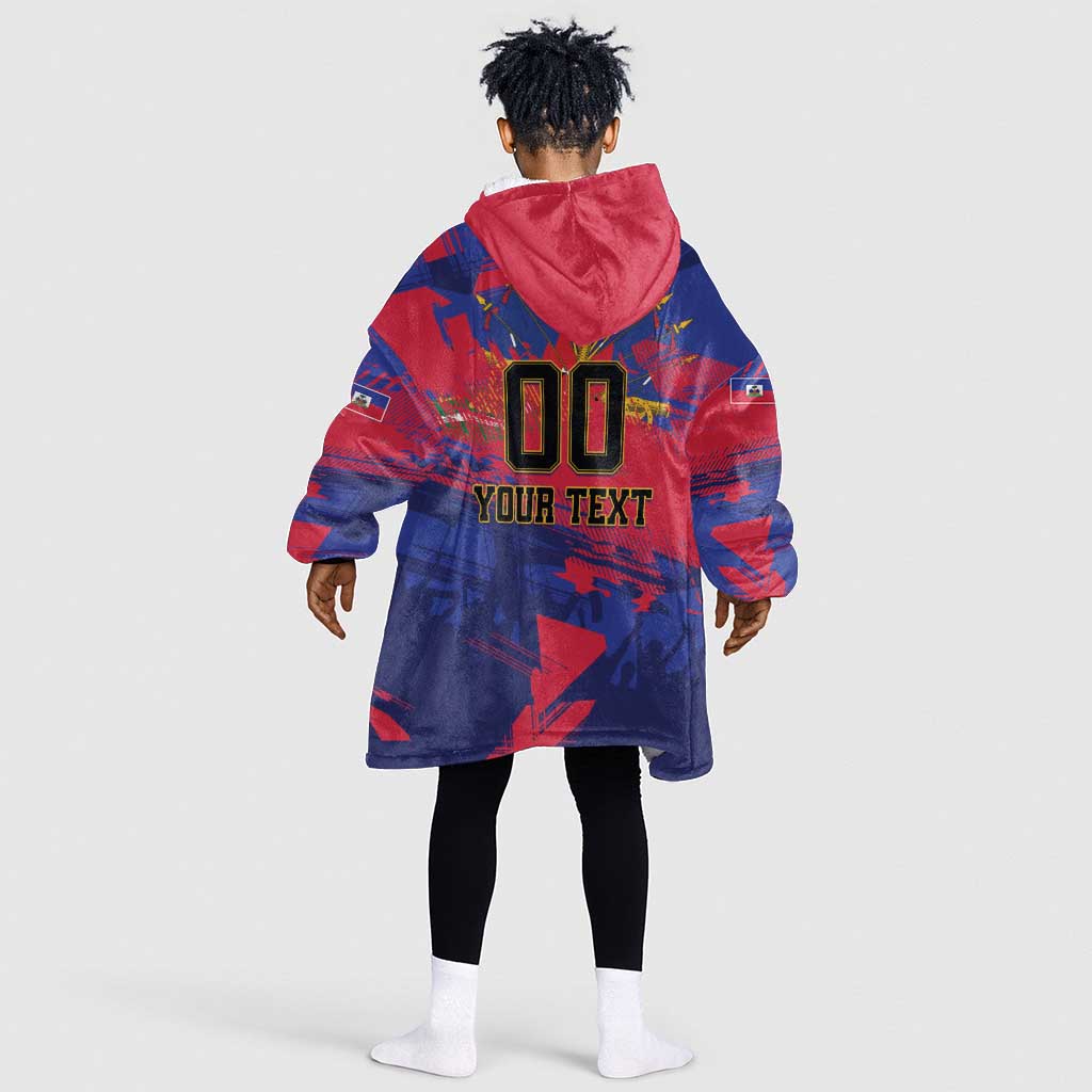 Custom Ekip Foutbol Ayiti 2026 Kid Wearable Blanket Hoodie Haiti Grenadye Alaso - African Pride
