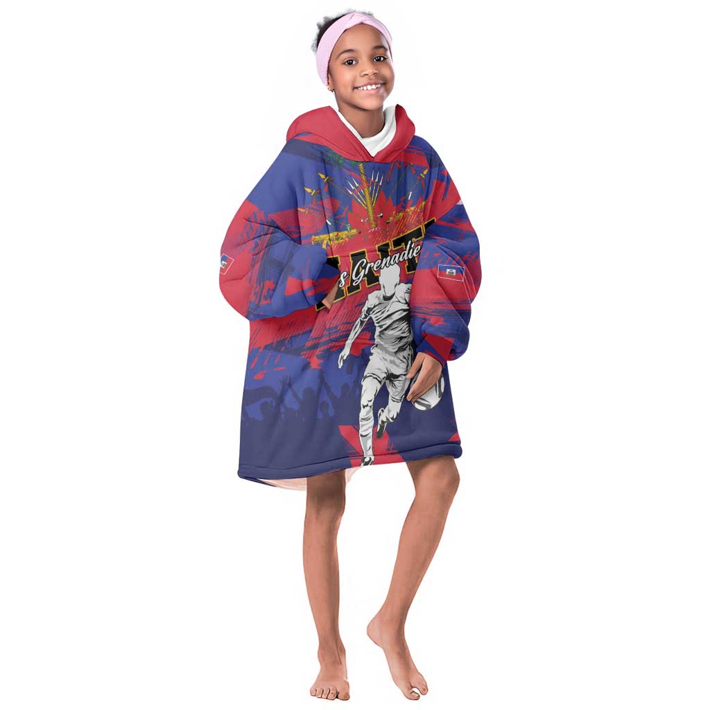 Custom Ekip Foutbol Ayiti 2026 Kid Wearable Blanket Hoodie Haiti Grenadye Alaso - African Pride