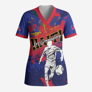 Custom Ekip Foutbol Ayiti 2026 Scrub Top Haiti Grenadye Alaso - African Pride