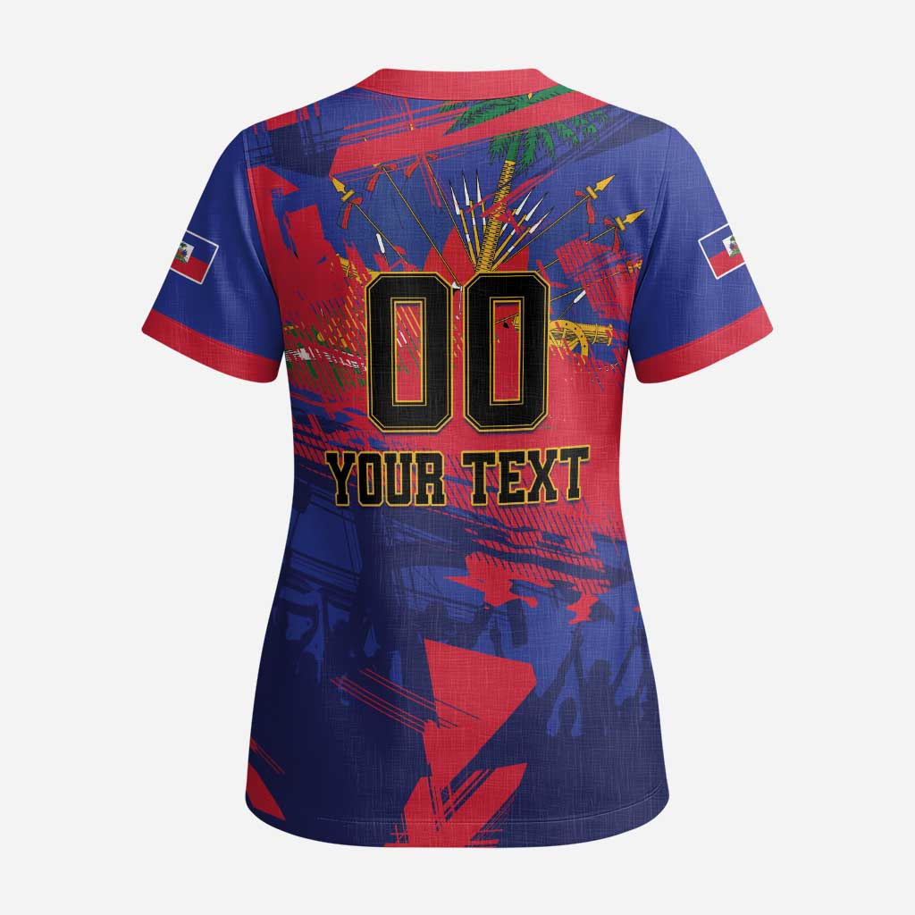 Custom Ekip Foutbol Ayiti 2026 Scrub Top Haiti Grenadye Alaso - African Pride