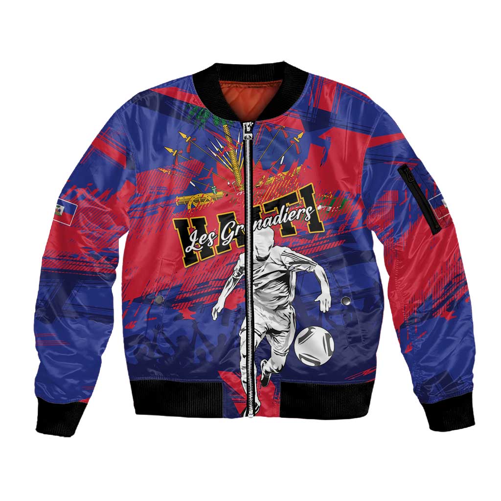 Custom Ekip Foutbol Ayiti 2026 Sleeve Zip Bomber Jacket Haiti Grenadye Alaso - African Pride