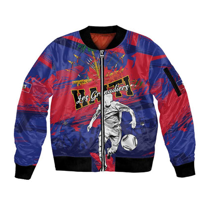 Custom Ekip Foutbol Ayiti 2026 Sleeve Zip Bomber Jacket Haiti Grenadye Alaso - African Pride