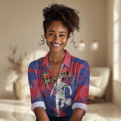 Custom Ekip Foutbol Ayiti 2026 Women Casual Shirt Haiti Grenadye Alaso - African Pride
