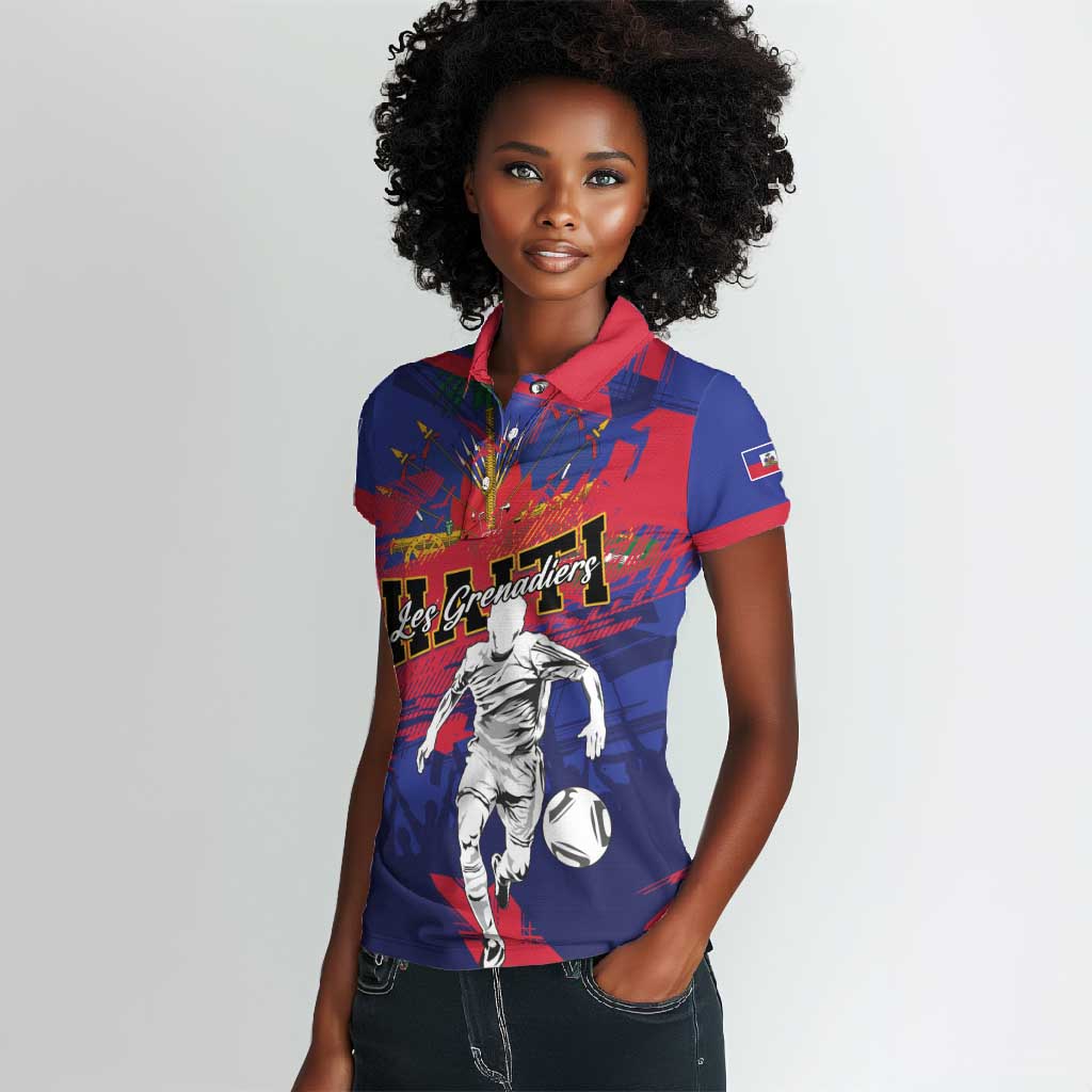 Custom Ekip Foutbol Ayiti 2026 Women Polo Shirt Haiti Grenadye Alaso LT01