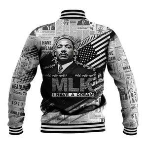 I Have A Dream MLK Baseball Jacket Newspaper Grunge Style - African Pride