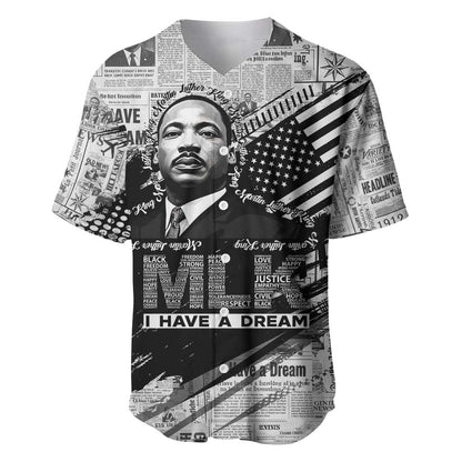 I Have A Dream MLK Baseball Jersey Newspaper Grunge Style - African Pride