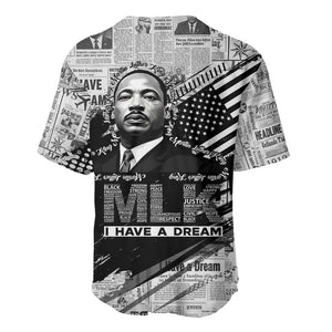 I Have A Dream MLK Baseball Jersey Newspaper Grunge Style - African Pride