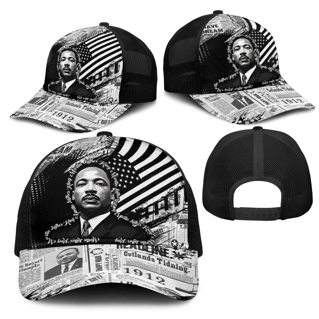 I Have A Dream MLK Baseball Net Cap Newspaper Grunge Style - African Pride
