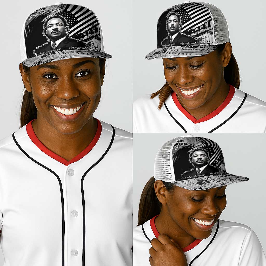 I Have A Dream MLK Baseball Net Cap Newspaper Grunge Style - African Pride