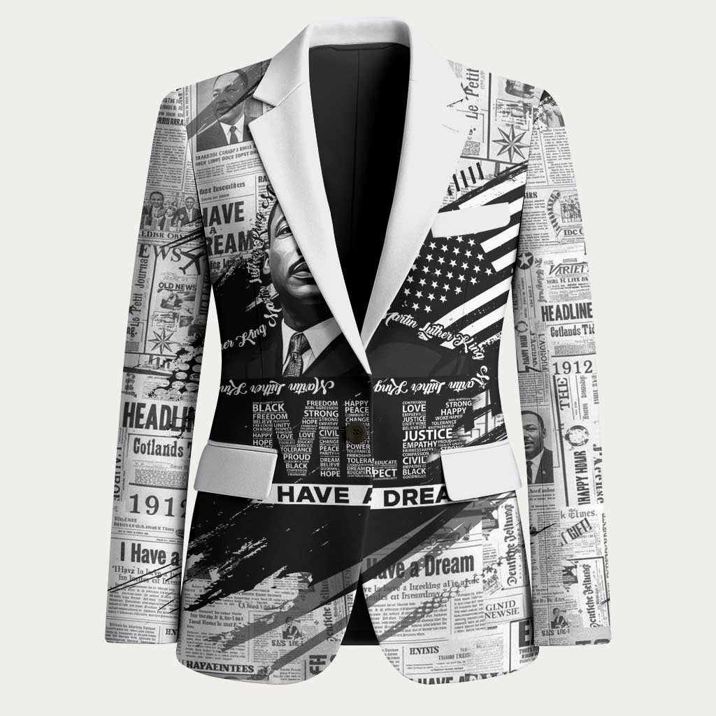 I Have A Dream MLK Blazer Newspaper Grunge Style - African Pride