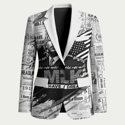 I Have A Dream MLK Blazer Newspaper Grunge Style - African Pride