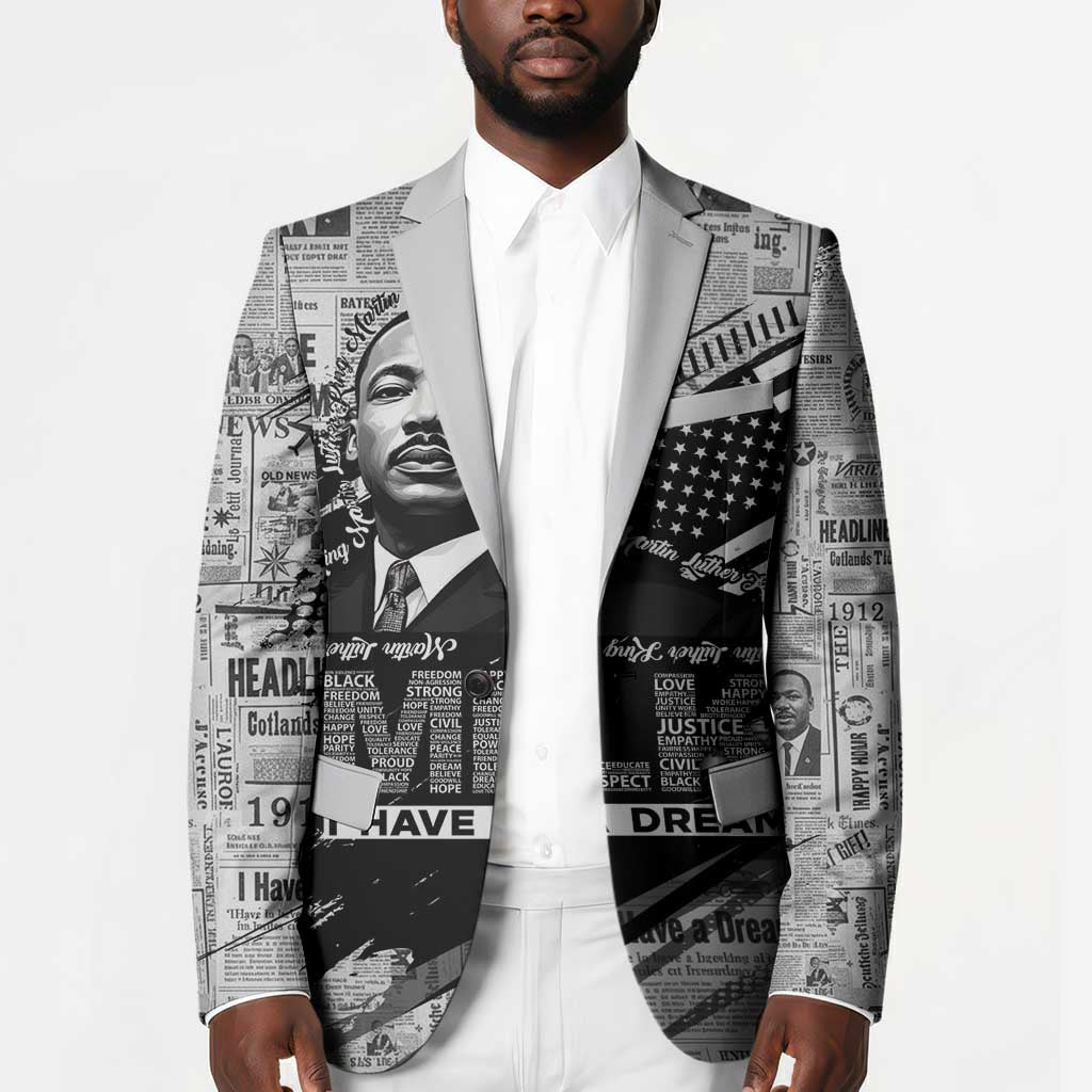 I Have A Dream MLK Blazer Newspaper Grunge Style - African Pride