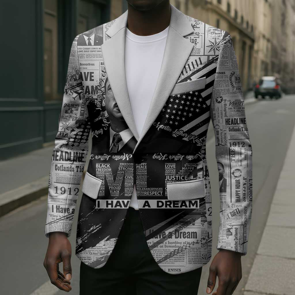 I Have A Dream MLK Blazer Newspaper Grunge Style - African Pride