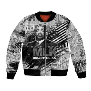 I Have A Dream MLK Bomber Jacket Newspaper Grunge Style - African Pride