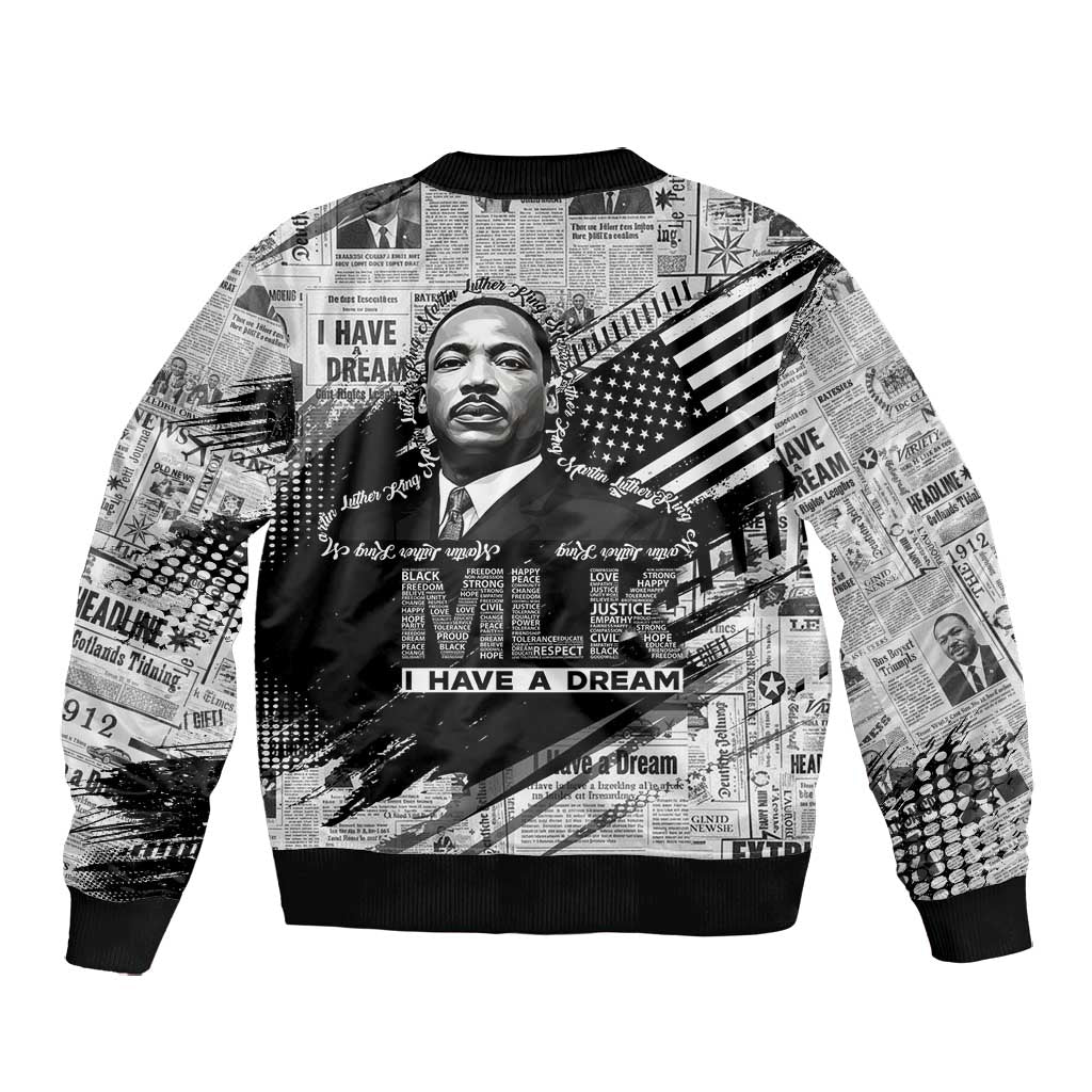 I Have A Dream MLK Bomber Jacket Newspaper Grunge Style - African Pride
