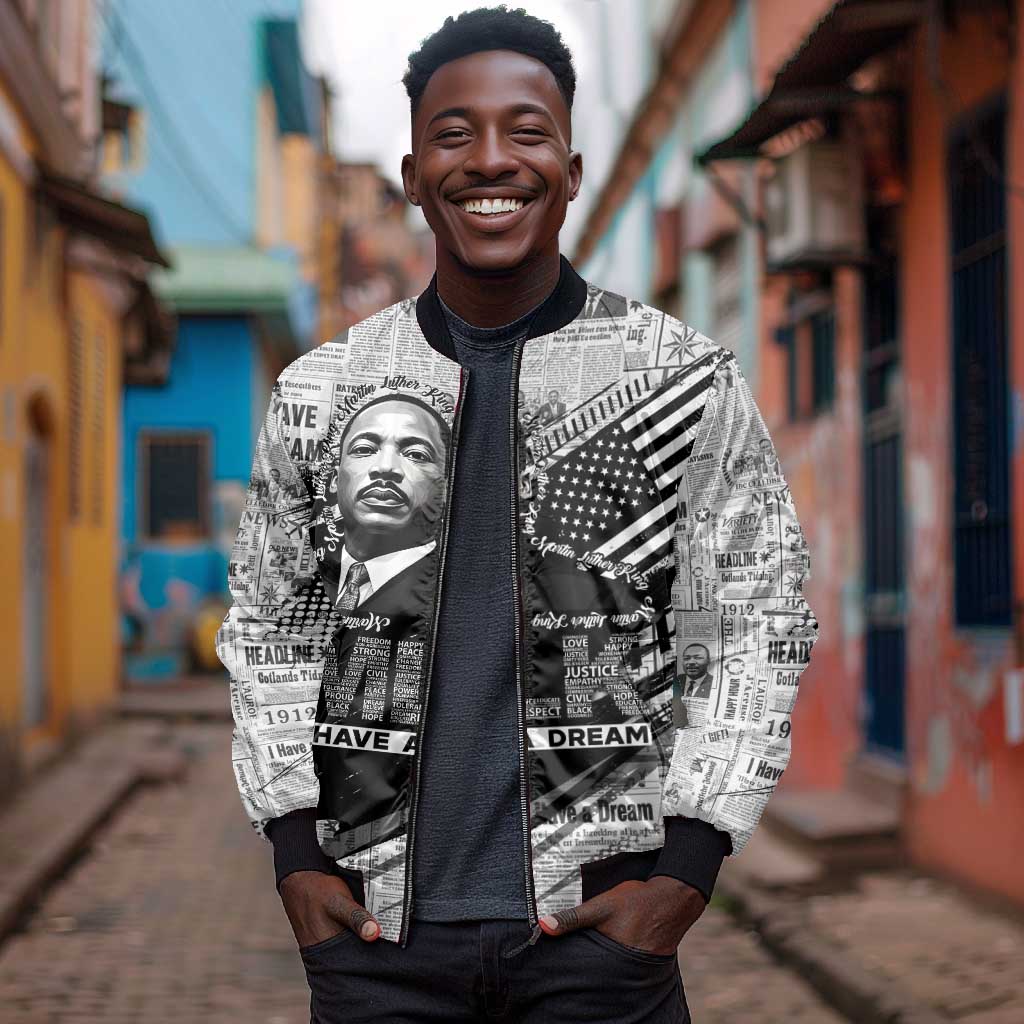 I Have A Dream MLK Bomber Jacket Newspaper Grunge Style - African Pride