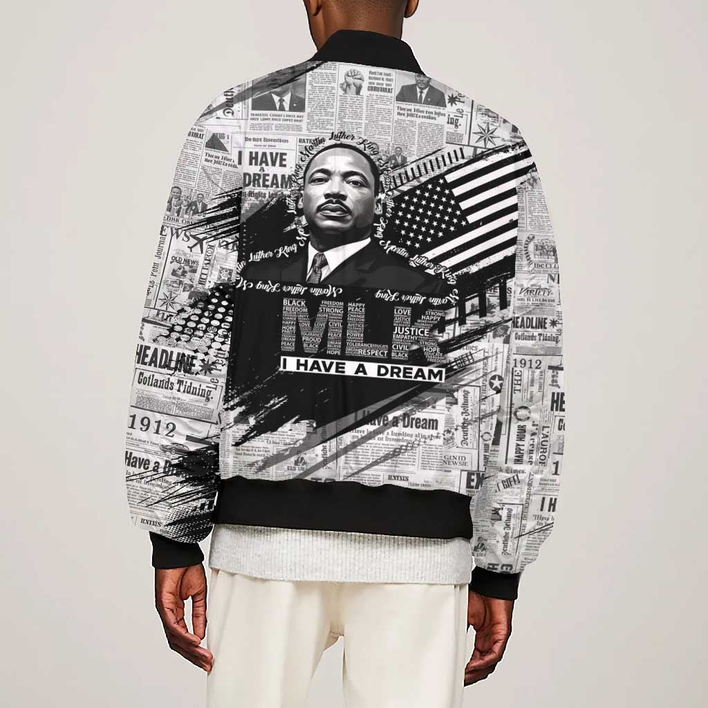 I Have A Dream MLK Bomber Jacket Newspaper Grunge Style - African Pride