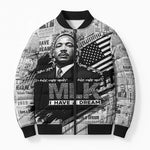 I Have A Dream MLK Bomber Puffer Jacket Newspaper Grunge Style - African Pride