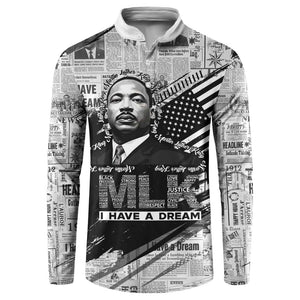 I Have A Dream MLK Button Sweatshirt Newspaper Grunge Style