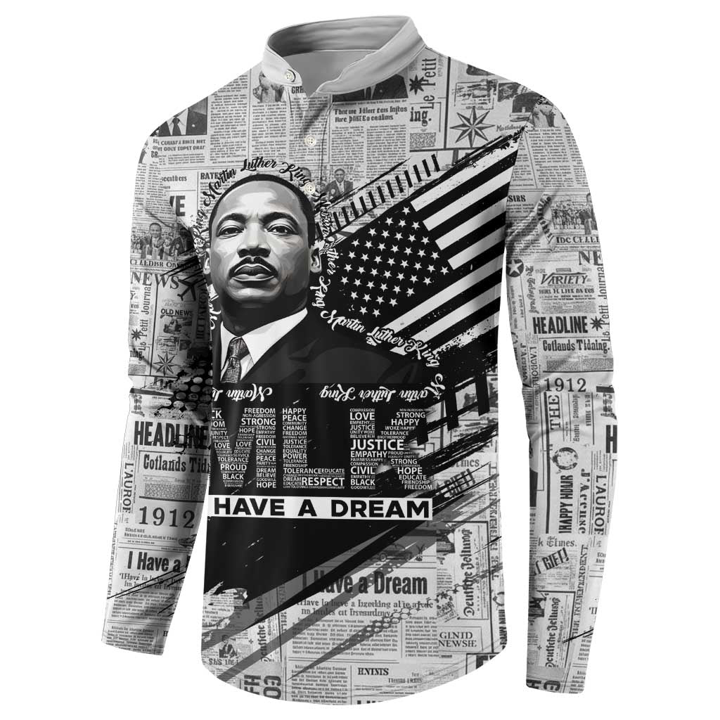 I Have A Dream MLK Button Sweatshirt Newspaper Grunge Style