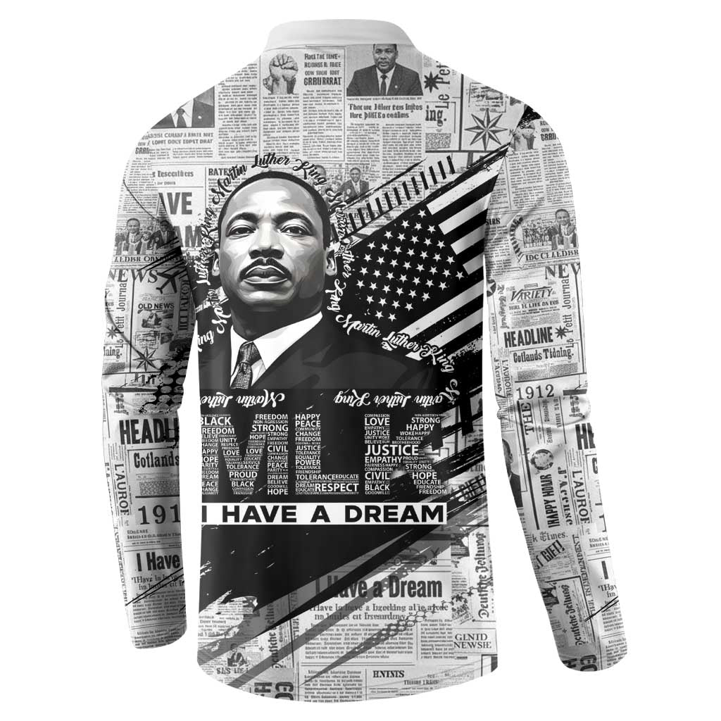 I Have A Dream MLK Button Sweatshirt Newspaper Grunge Style