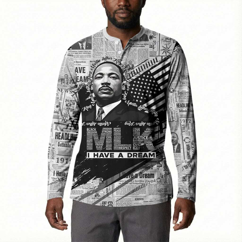 I Have A Dream MLK Button Sweatshirt Newspaper Grunge Style