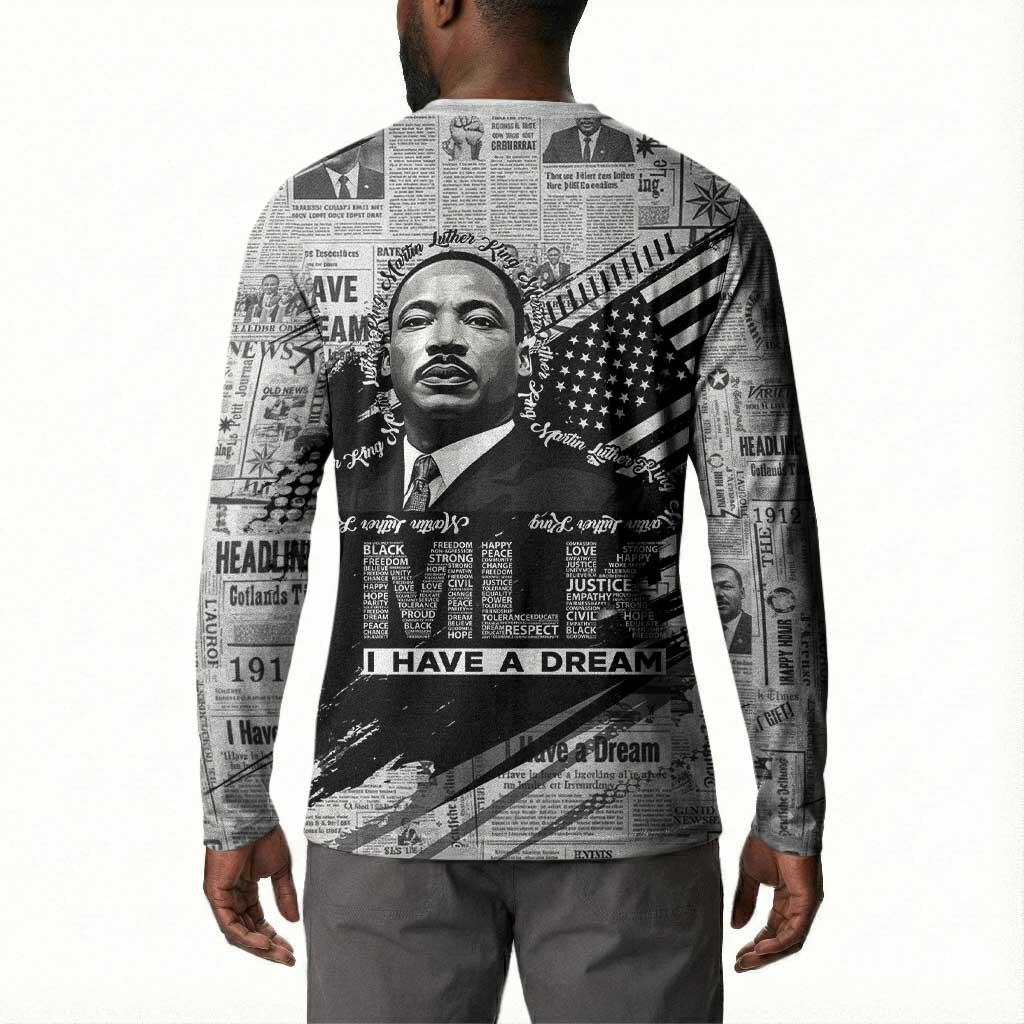 I Have A Dream MLK Button Sweatshirt Newspaper Grunge Style