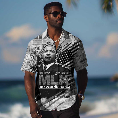 I Have A Dream MLK Hawaiian Shirt Newspaper Grunge Style - African Pride